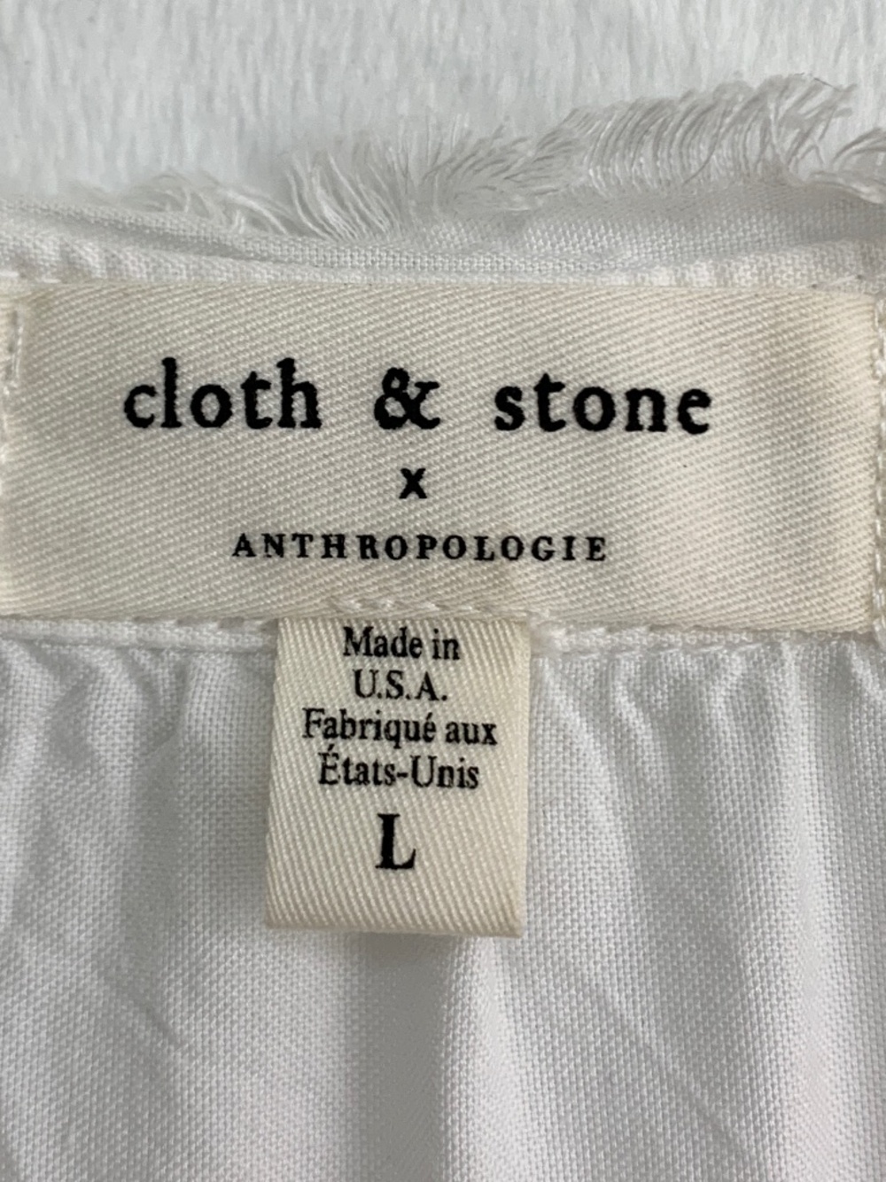 Cloth & Stone x Anthropologie Frayed Sleeve Blouse White Sz L - Picture 7 of 10
